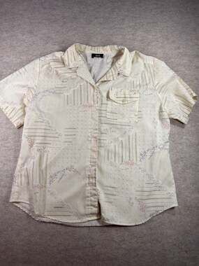 Tapestry Vintage Floral Print Short Sleeve Button-Down Shirt
